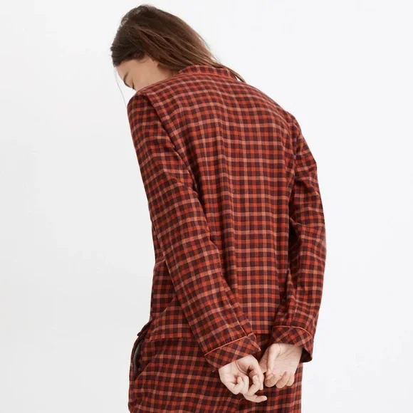 NWOT Madewell Womens Red Plaid Flannel Pajama PJs TOP ONLY Sz XXS Sleep Comfy - Picture 2 of 8